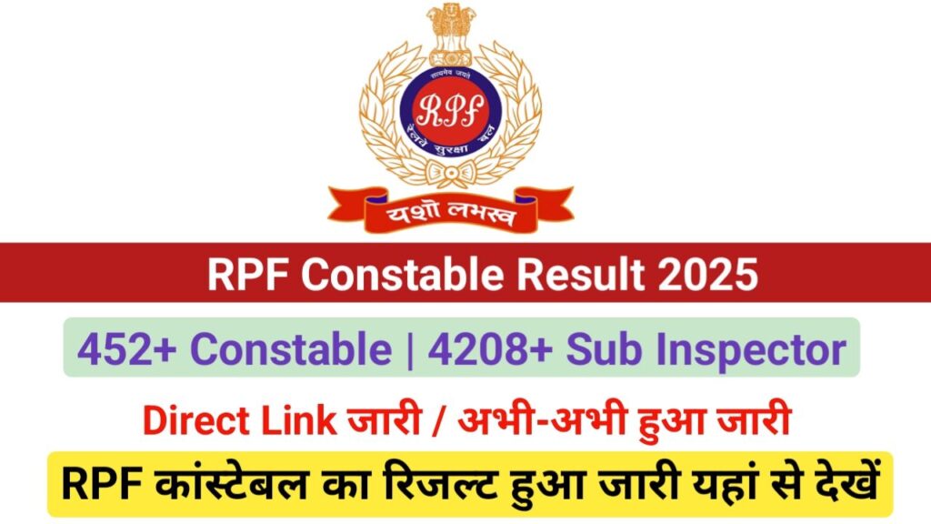 RPF Constable Result 2025 आरपीएफ कांस्टेबल रिजल्ट, New Best Link